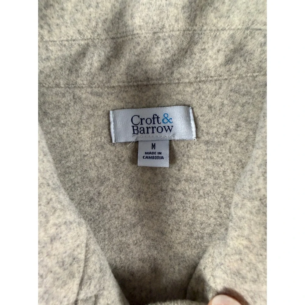 Croft & Barrow Womens Oatmeal Heather Soft Knit Button Down Shacket Jacket M